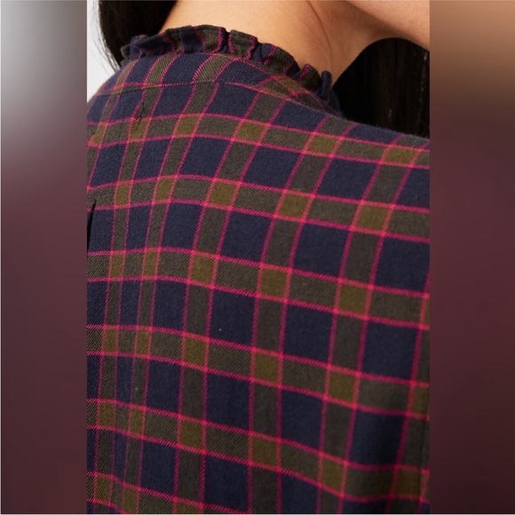 Rails Andie Plaid Navy Olive Fuschia Top Size XS - Picture 4 of 6